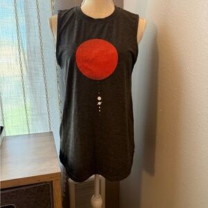 Sleeveless Black Graphic Tank Top with solar system planets